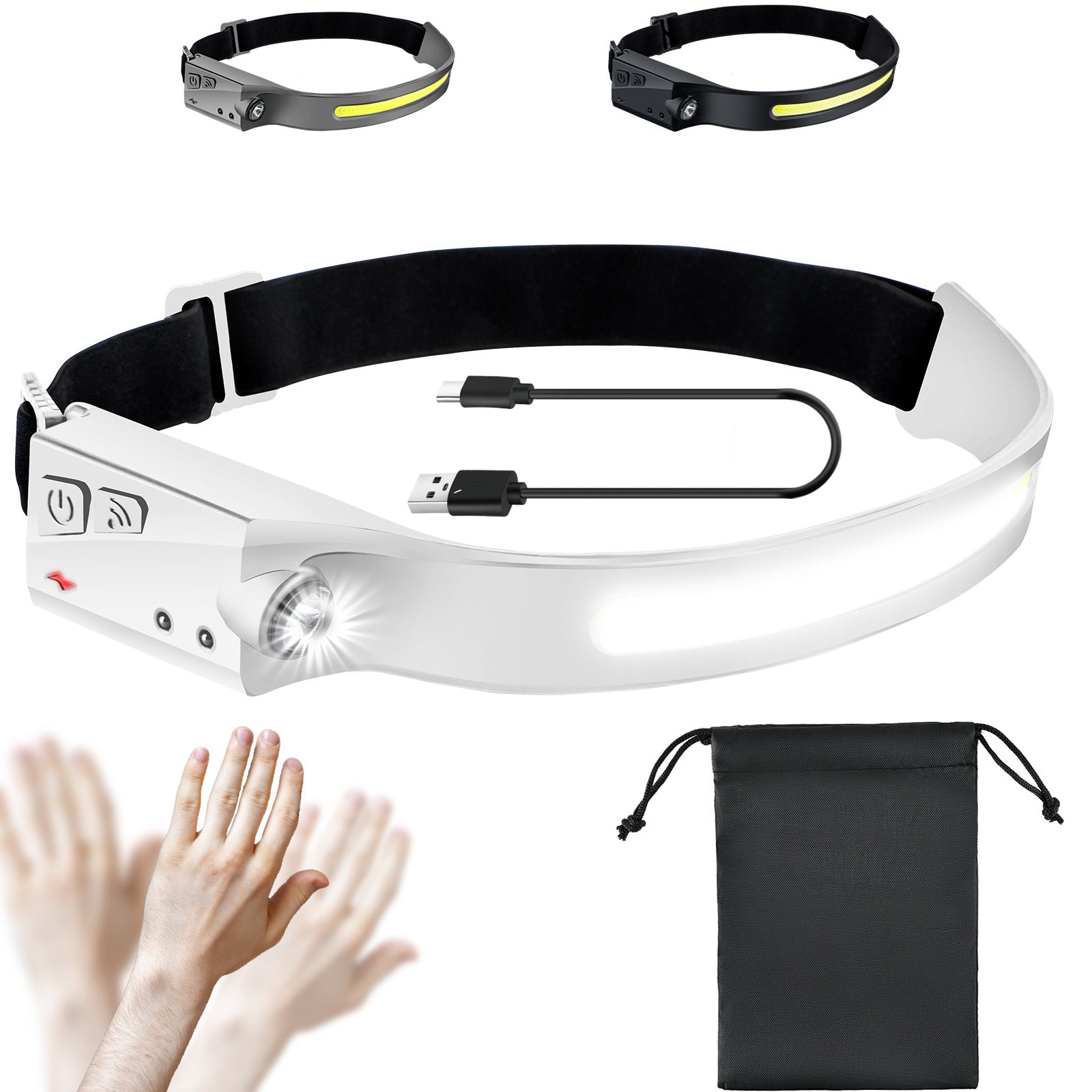 LED Headlamp | Wide Beam | Black Headlight - Get Yours Now! -White- Simbelle